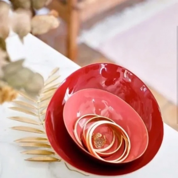 ❤️ Sézane Tracie Bowl rouge wine red gold - Picture 2 of 8